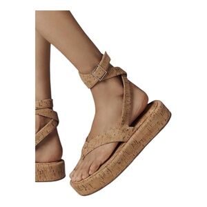 Schutz Cork Strappy Ankle Sandals 9 B
